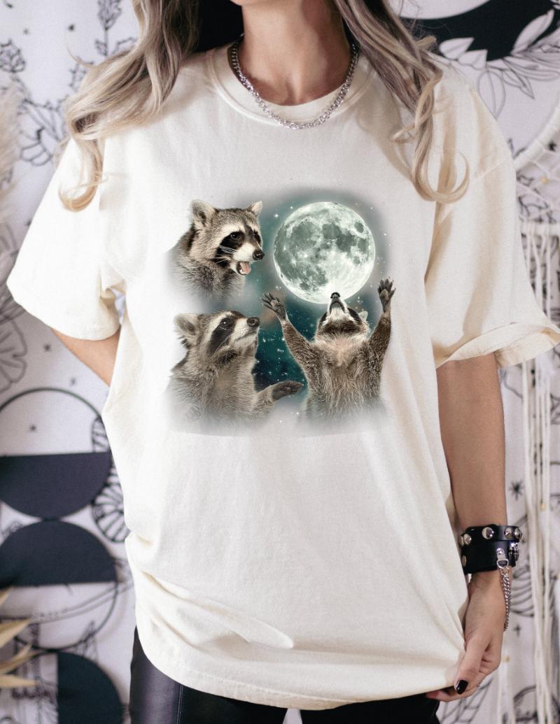 

Raccoons Shirt Three Raccoons Vintage Graphic Shirt Retro Raccoon Moon Tee Raccoon Lovers Funny Raccoon Tee 4XL