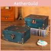 Jewelry Wooden Box With Lock Vintage Desktop Organizer For Home Office Decor