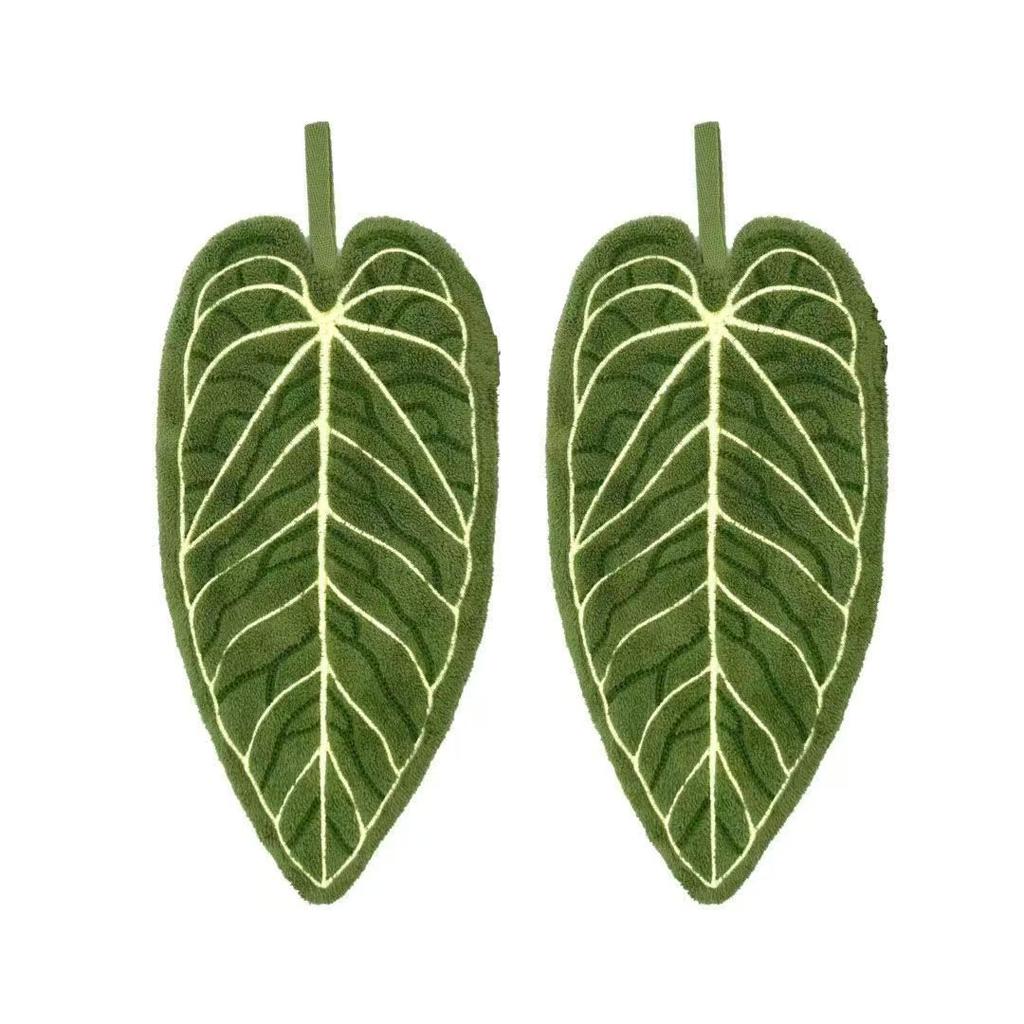 Plant Leaf Hand Towel, Hanging Type Kitchen Bathroom,Portable Towel Rag Water Suction Cleaning Plant Handkerchief Towels