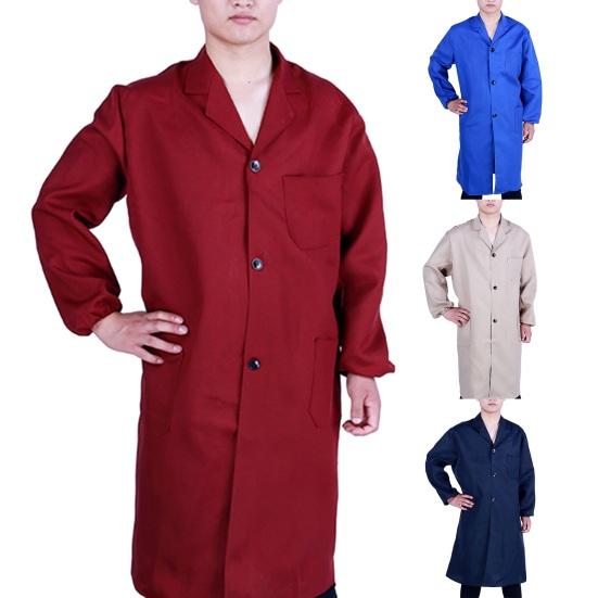 Ropa de trabajo Resistente a la suciedad Resistente al desgaste De un solo pecho Tipo de bata Suelta Manga larga Bolsillos de color sólido Transporte de mercancías Almacén Ropa de trabajo