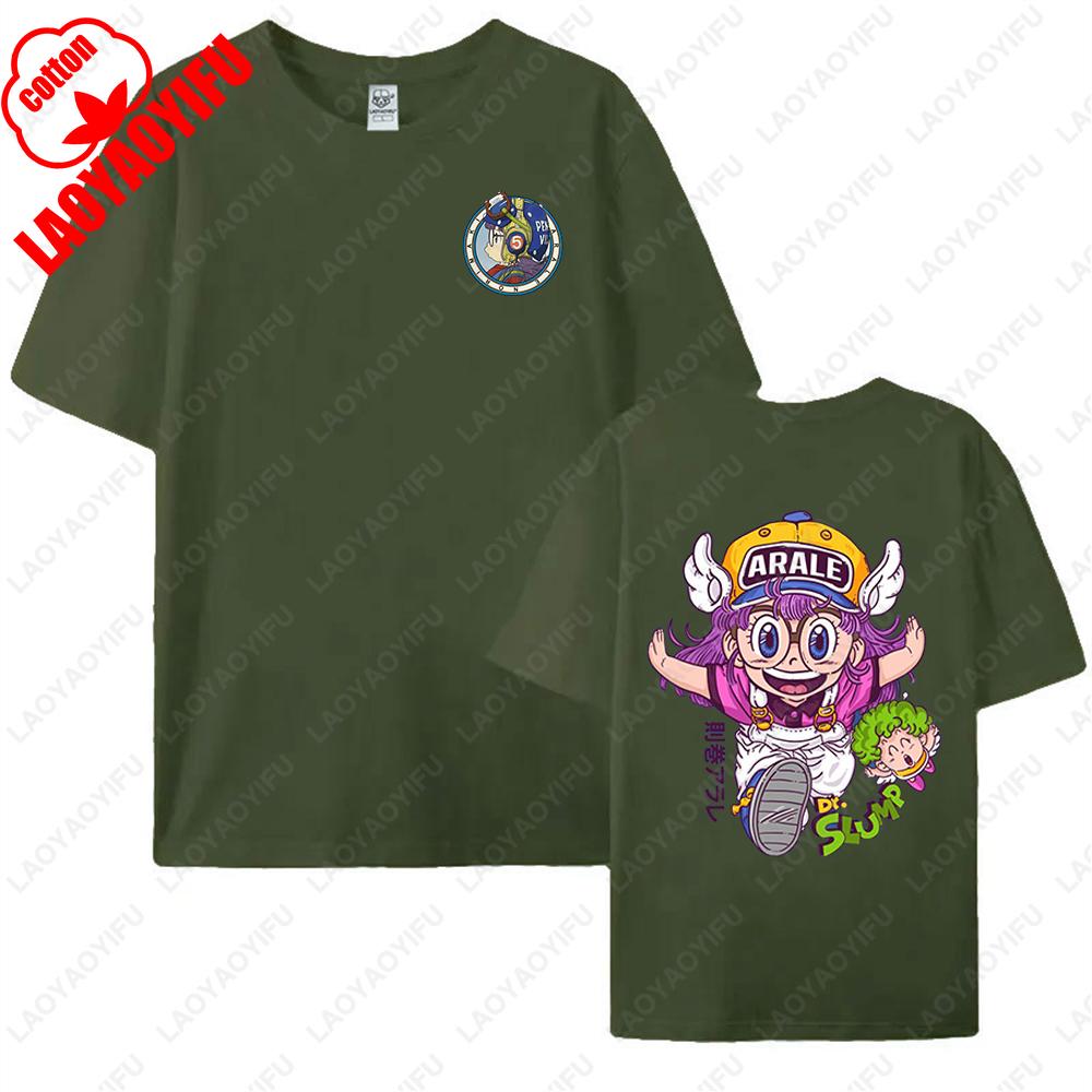 Kawaii Arale T-shirts Man Women Graphic Japanese Manga Tshirt Y2k Clothes Cotton Short-sleev Tee Clothing Two-sided Printed Tops
