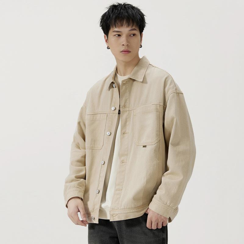 Black Denim Jacket Men'S Loose Large Size Trendy Brand Retro Men'S Tooling Jacket Top Trend