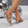 Mode Niedrigabsatz-Sandalen Sommer Interesse Quadratische Spitze Offene Zehen Mesh Atmungsaktiv Kristallschnalle Rutschfest Abriebfest Pantoletten