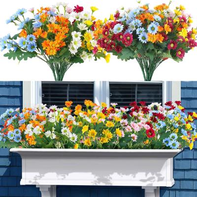 1/5/10/20/25Pcs Artificial Flower 7 Fork UV Resistant Fake Flower Home Wedding Party Table Centerpiece Indoor Outdoor Faux Bloom Decoration