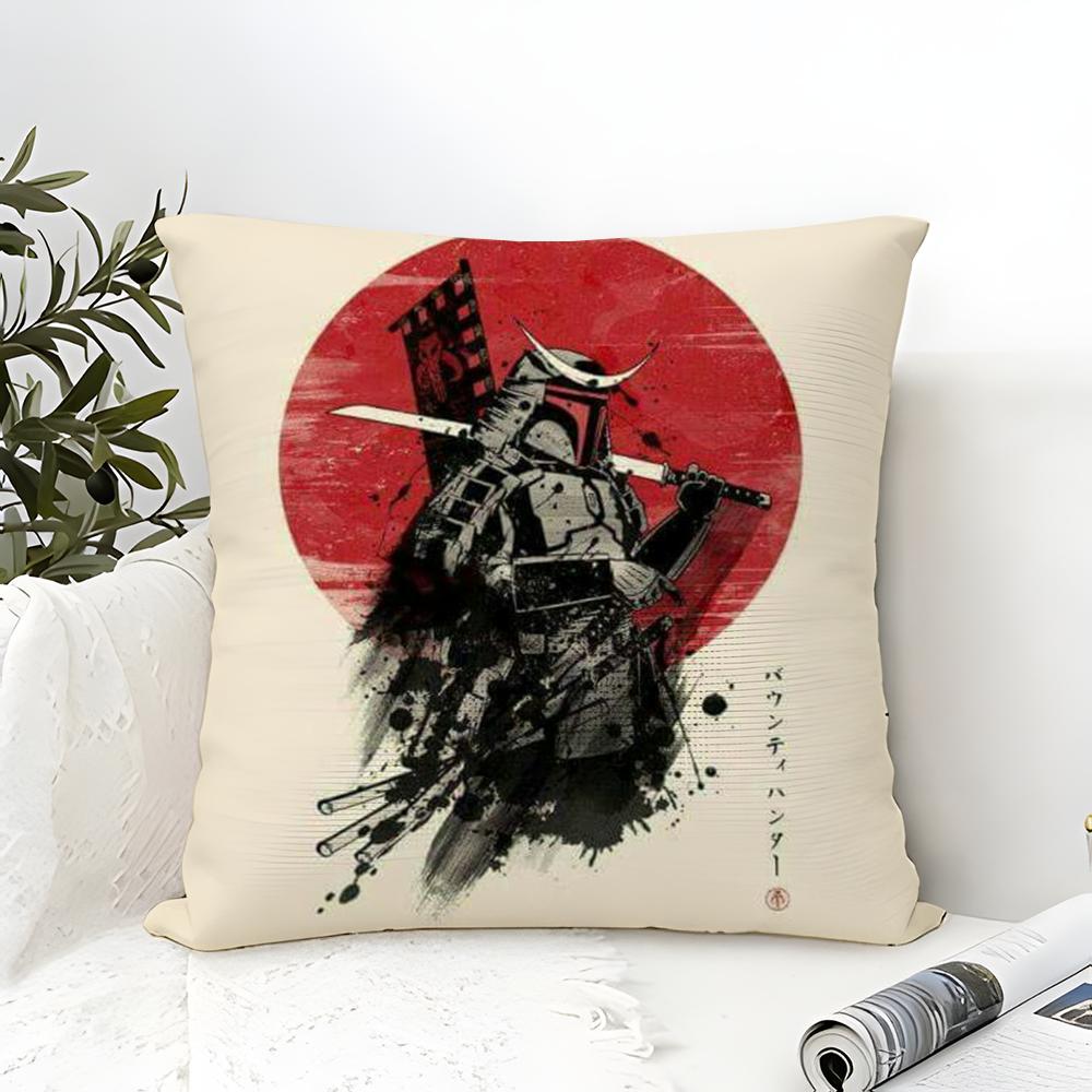 Classic And Handsome Shogun Samurai Pattern Pillow Case Linen Pillow Case Sofa Home Decor Cushion Cover Cushion Cove