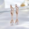 Kienl Trendy  Rose Gold Dangle Earrings For Women Geometry Natural Zircon English Earrings Vintage Wedding Daily Jewelry