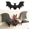 Creative Bat Shape Wood Floating Shelf Jewelry Crystal Display Wall Shelves for Halloween Bedroom Living Room Decoration