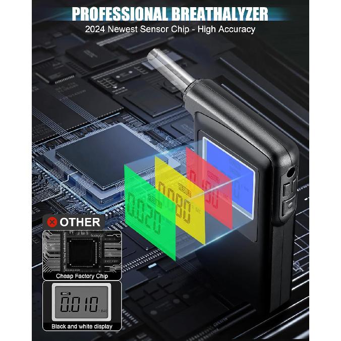 Breathalyzer, Professional-Grade High Accuracy Portable USB Rechargeable Alcohol Tester Breathalyzer with LCD Digital Display for Home Use(10