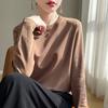 Women's Crew Neck Long Sleeve T-Shirt Regular Fit Elegant Lady Style Mercerized Cotton Solid Color Spring Casual Versatile Basic Layering Top