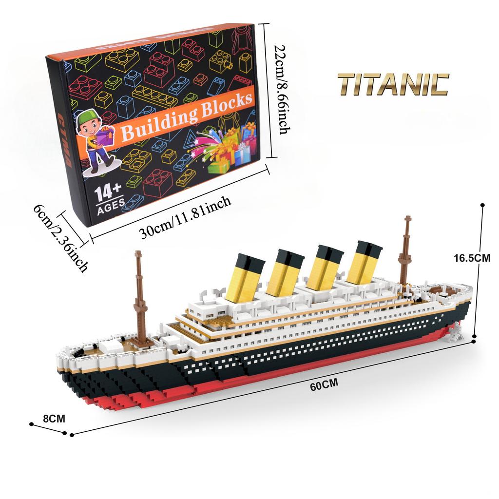 Kreatywny Model Statku Titanic z Klocków Budowlanych Cegiełki Zabawka Statek Rejsowy DIY Zabawki Edukacyjne na Prezenty Świąteczne