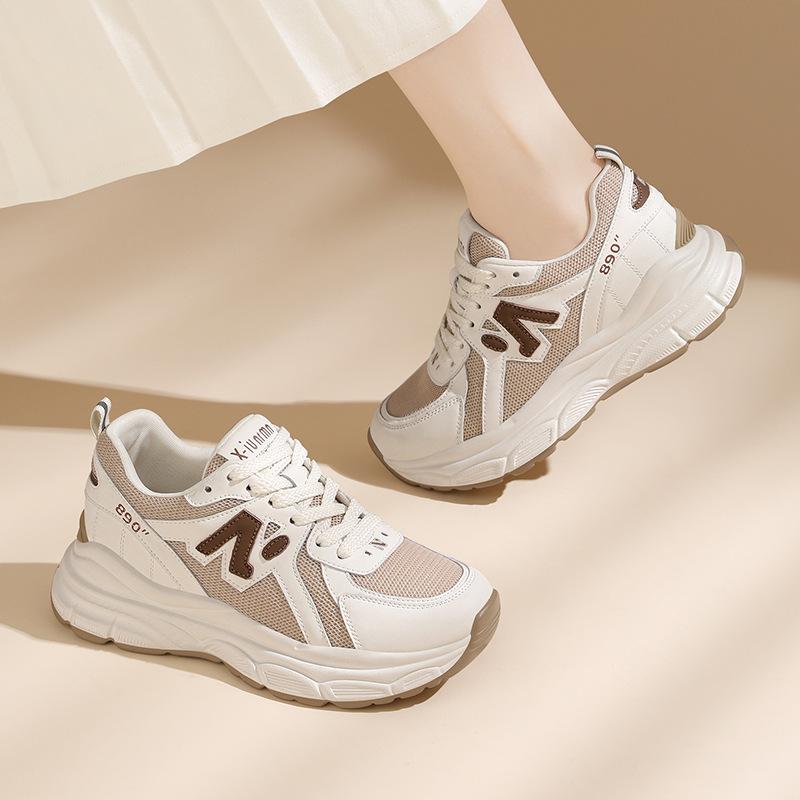 Sports shoes platform dad shoes women's soft leather versatile casual women's lightweight