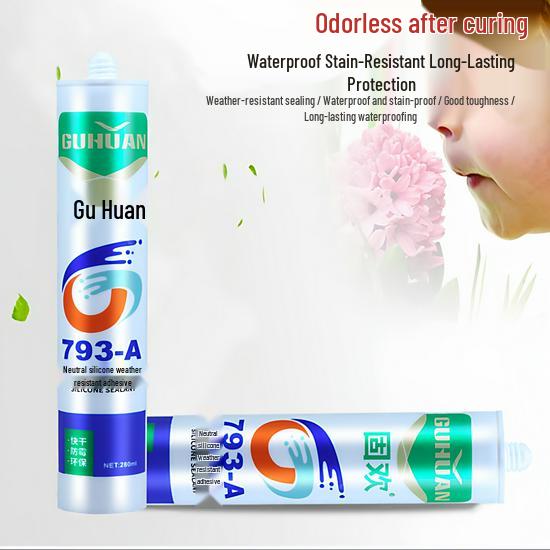 GuHuan 793 Neutral Silicone Sealant: Waterproof, Mildewproof, Weatherproof - Available In White, Transparent, and Gray.