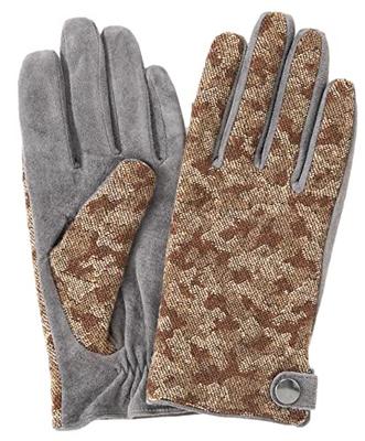 ELLEHomme Kamouflagemönster Gris Mocka kombinationsläderhandskar fodrade med fodralomkrets Beige x [ELLEHomme] Herr (M (hand 24cm), grå)
