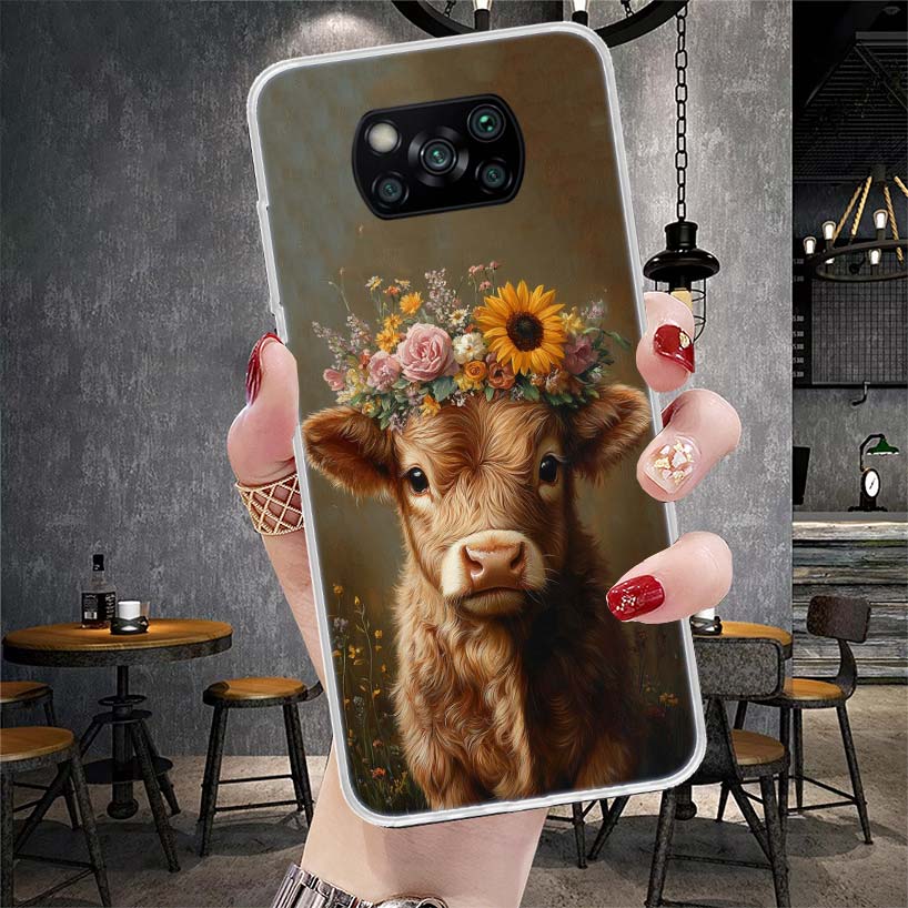 Cute Highland Cow Soft Phone Case For Xiaomi Redmi 15C 15 13C 13 Poco X5 X6 X7 F7 Ultra M7 12C 12 10 10C 9C 9A 9T 9 Fundas Poco