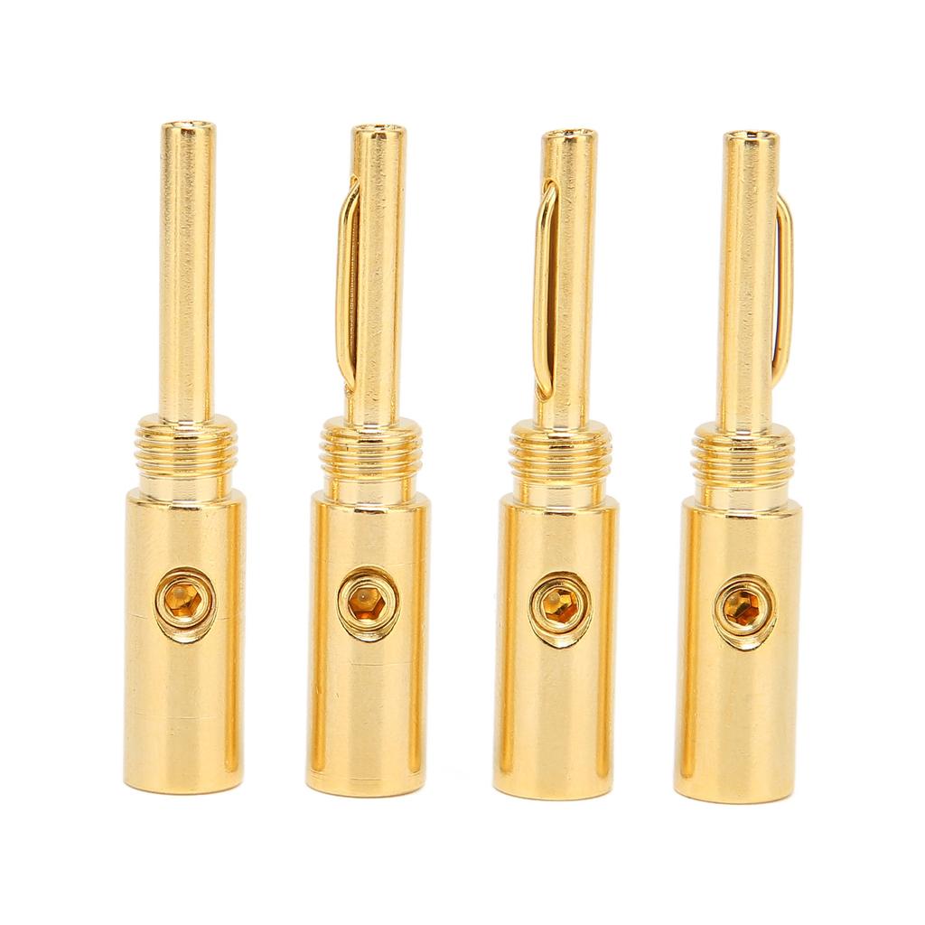 4pcs Banana Plugs Gold Plated Open Screw Amplifier Speaker Banana Connectors for 4mm Wire Diameter