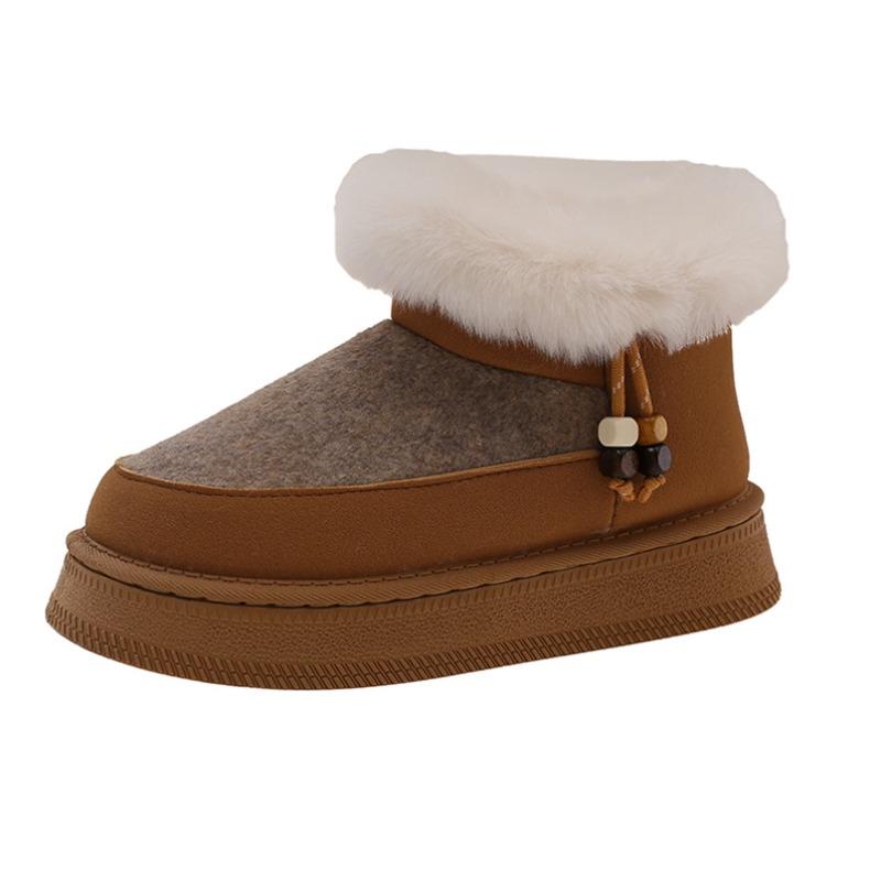 Autumn New Wool Short Tube Color Matching Snow Boots Women's Foreign Trade Thick-soled Plush Warm Thickened Cotton Shoes
