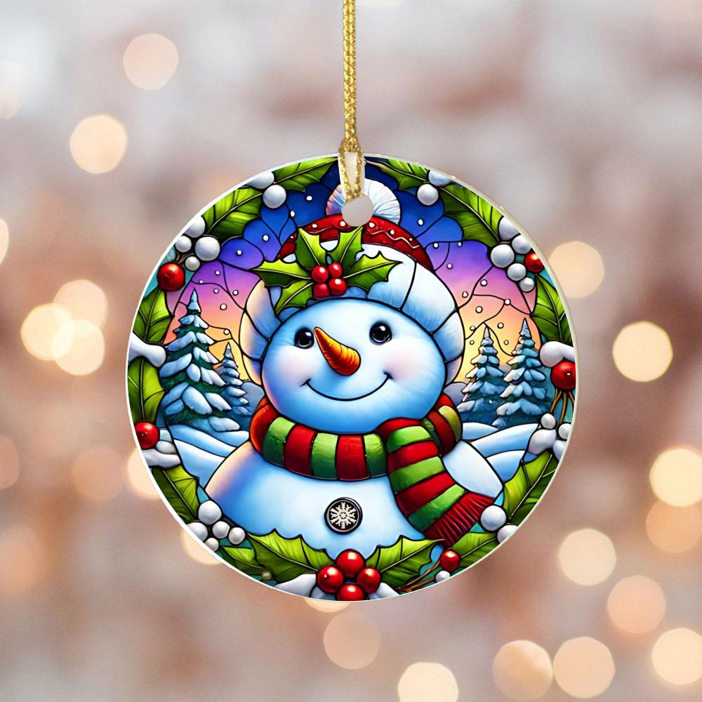Christmas 2025 Ornament Christmas Decoration Holiday Gift Idea Round Ceramic Ornament Gift Exchange Xmas Tree Decor