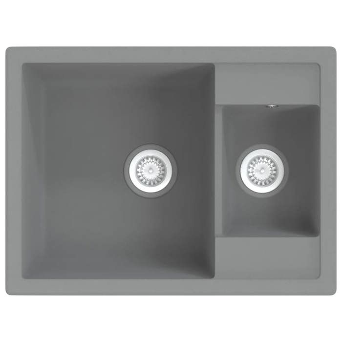 VidaXL Evier de Cuisine et Deux Lavabos Trou de Trop-plein Evier Encastré Décoration de Cuisine Lavabo Extra-profond Maison 147086