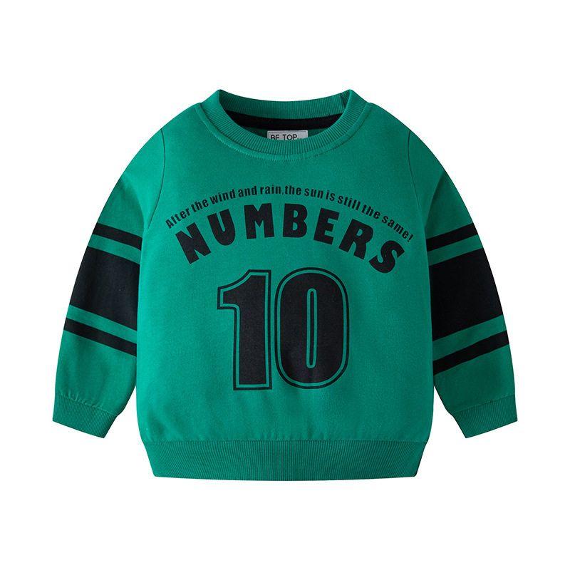 Autumn Sweater Terry Casual Letter Number Children s Clothing Green 90