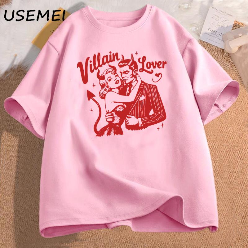 Villain Lover T-shirts Dark Romance Tee Retro Bookish Merch Graphic T Shirts Book Lover Gift YA Dark Fantasy Book Club Clothes