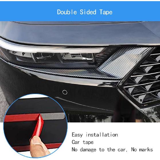 Car Accessories Compatible with Honda Accord 2023 2024 2025 Headlight Head Light Lamp Eyebrow Cover Eyelids Moulding Trims ABS 2PCS(Carbon Fiber