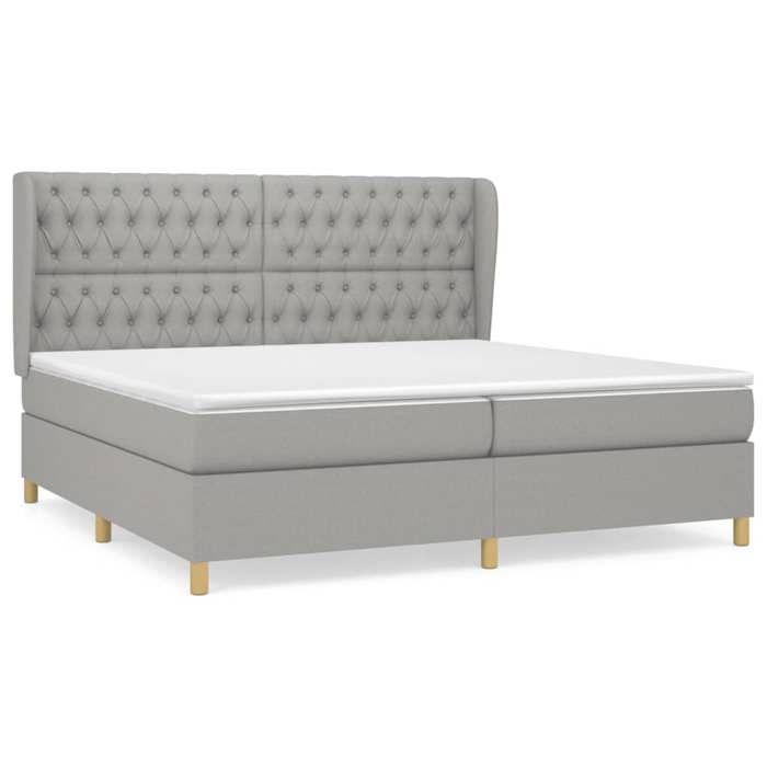 3128789 vidaXL Lit à sommier tapissier avec matelas Gris clair 200x200cm Tissu