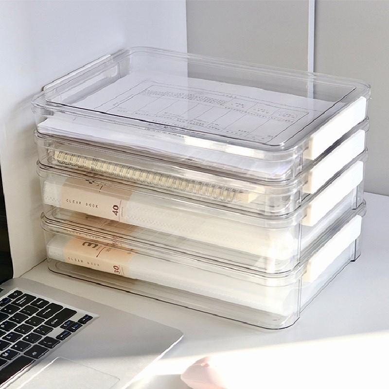 Acrylic Transparent Desktop Paper Storage Box A4 File Document Exam Paper Organizer Household Dust Proof Card Holder Case
