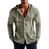 Cárdigan con capucha y cordón para hombre, cierre de botones al frente, manga larga, bolsillo, sudadera casual