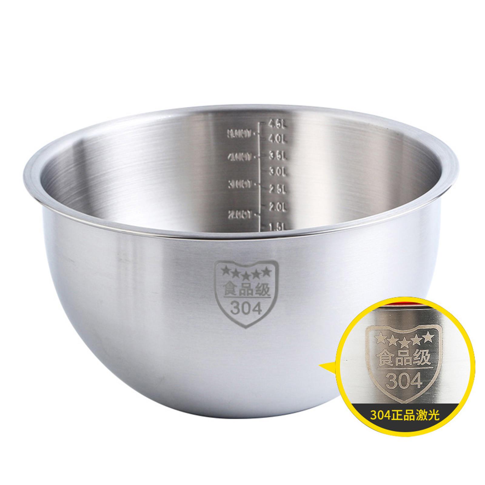 

2.5l/4.5l Household Mixing Bowls 304 Stainless Steel Salad Bowl For Cooking Baking Prepping Food Storage Inner diameter 20CM