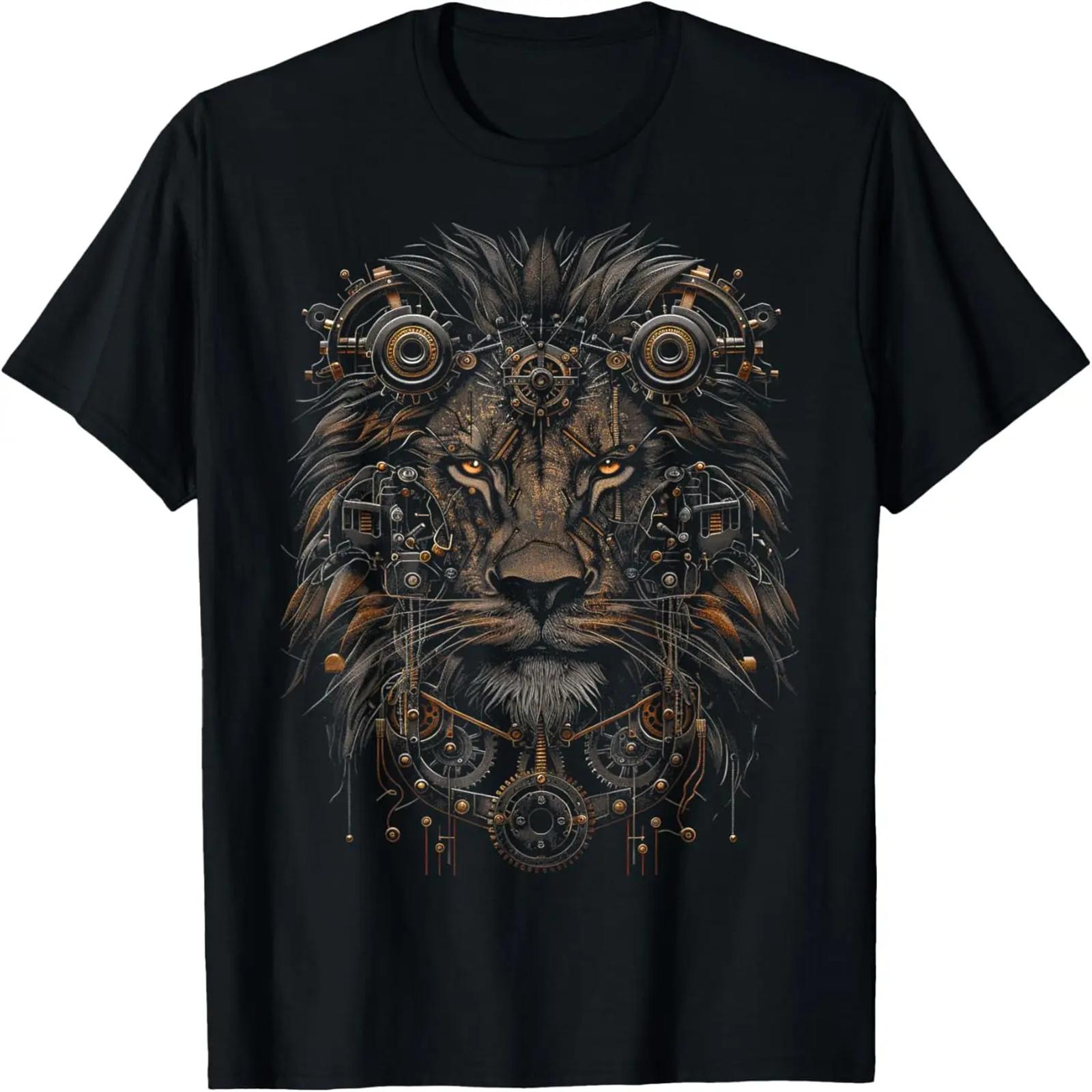 

Steampunk Lion Bronze And Black Artwork Graphic T-Shirt XXXXXL чорний
