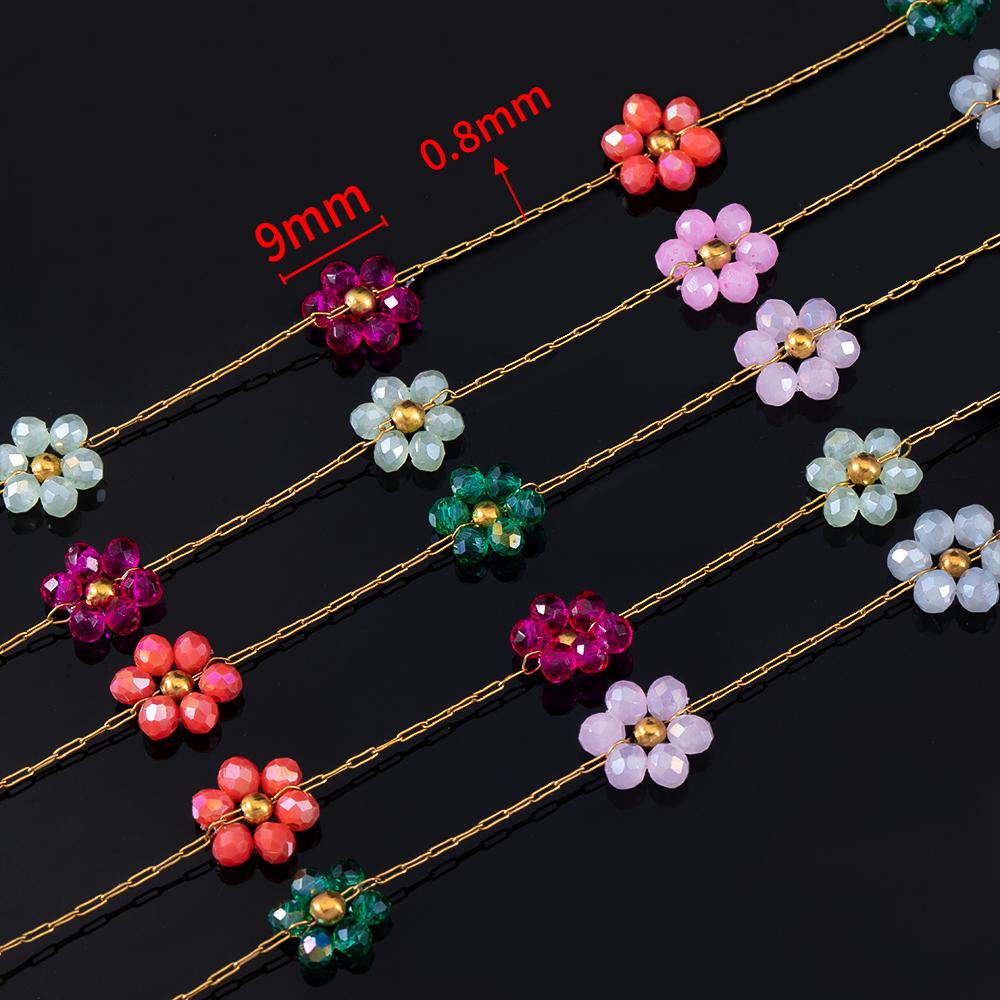 1Meter Stainless Steel Mix Color Plastic Flower Satellite Beaded Chains for Jewelry Making DIY Necklace Bracelet Accessories