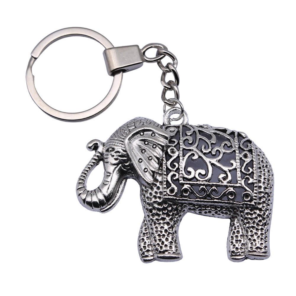 Pendentifs Porte-clés Éléphant Amoureux des Animaux Bijoux en Métal Artisanat Anneau 30mm
