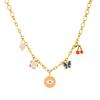 316L Stainless Steel Personalized Eye Colorful Flower Butterfly Cherry Pendant Necklace Women Waterproof Jewelry Gift