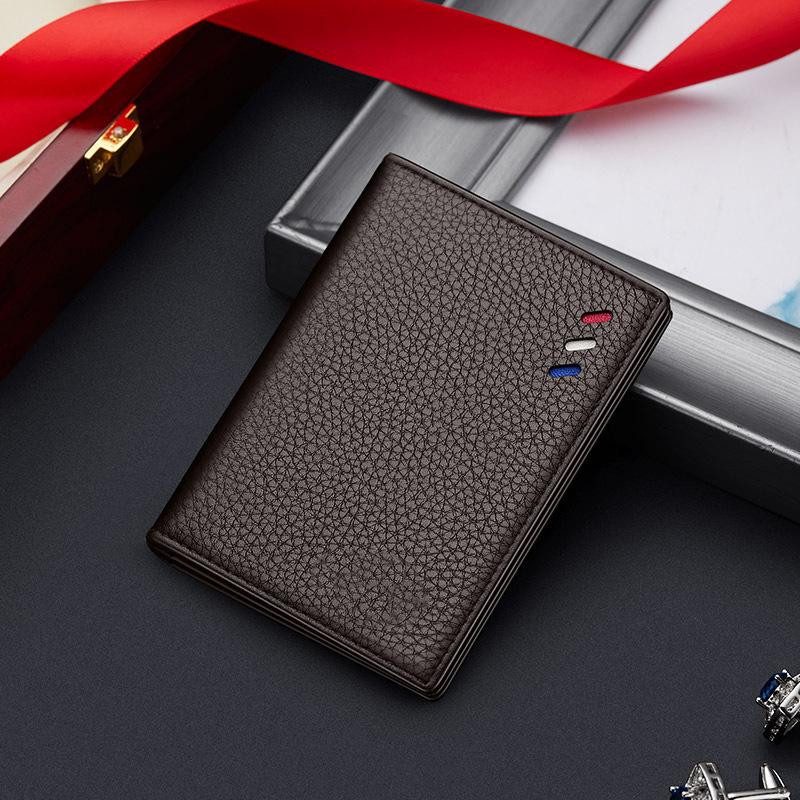 Genuine Leather Mini Card Holder Fashionable and Ultrathin Men's Card Bag, Personalized and Trendy Card Clip