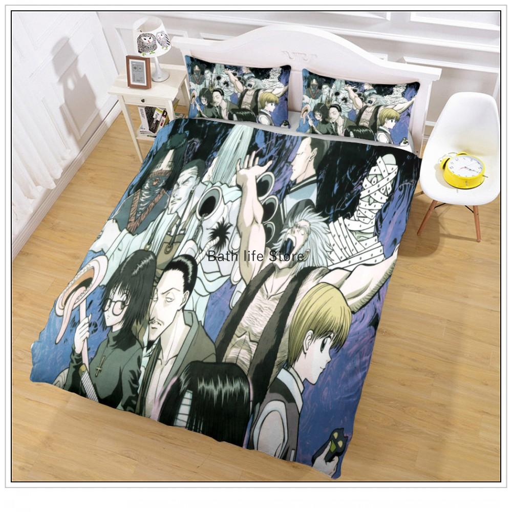 3D-Druck Anime Hunter X Hunter Bettwäsche-Set Hisoka Killua Zoldyck Charakter Cartoon Bettbezug-Set 2/3 Teile Geschenk für Kinder Jungen