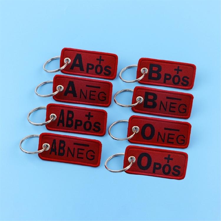 Creative Blood Type Keychain Fashionable Keyring Gift for Friend and Family Embroidered Key Holder Bag Accessories