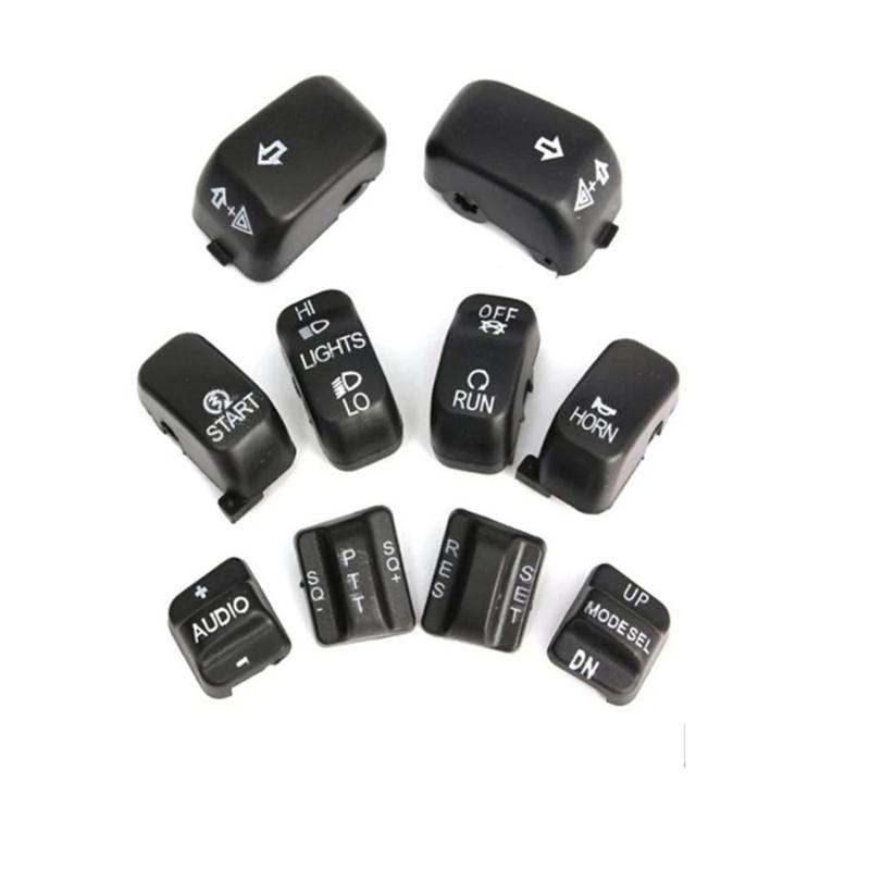 Hand Control Switch Housing Button Cover Cap Kit For Harley 1996-2013 Black Chrome