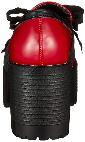 Yosuke Women's Flat Loafers, Size 4320051, Black/Red, Sizes 25.0cm-25.5cm