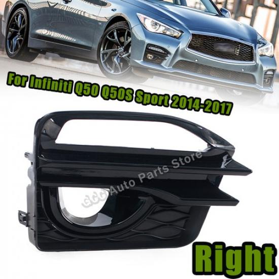 Right For Infiniti Q50 Q50S Sport 2014-2017 FogLight Lamp DRL Cover Grille Frame