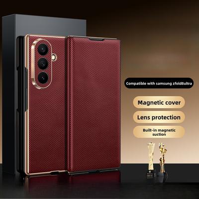 Prabangus verslo magnetinis atverčiamas dėklas su tekstūruota odos pojūčio danga, skirtas Samsung Galaxy Z Fold8 Ultra 7 6, atsparus smūgiams, su Magsafe, plonas priglundantis dangtelis