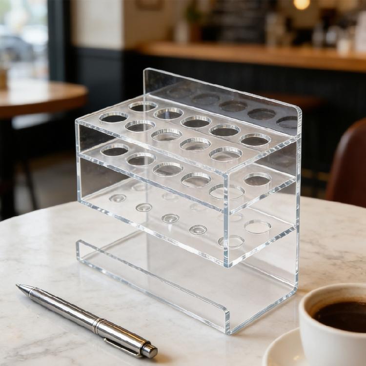 Double Layer Acrylic Whiteboard Marker Stand for 10 Pens And Eraser Classroom Conference Room Supplies