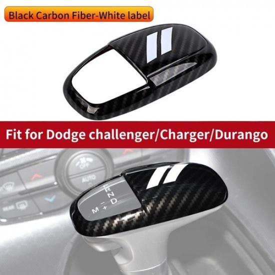 Gear Shifter Control Knob Cover for Challenger Charger 2015+ Carbon fiber& White