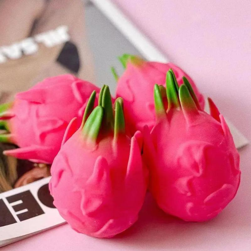 Funny Dragon Fruit Squeeze Ball Stress Reliever - Squishy Fidget Sensory Toy, Simulation Fruit Food