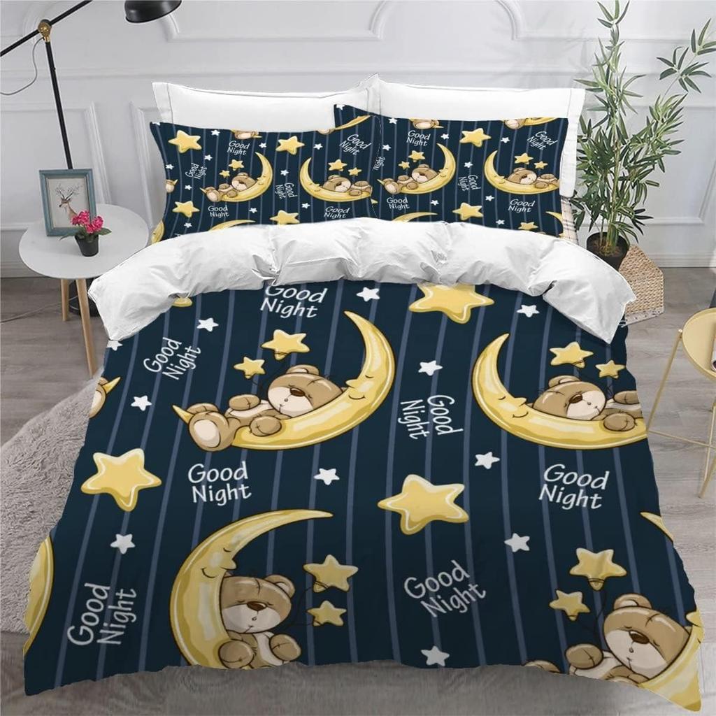 3D Printed Boutique Bedding Set Cartoon Animal 3-Piece Set for Children and Adults Full Size Soft 100% Microfiber Zipper