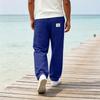 Men's Loose Straight Wide-Leg Casual Pants with Plaid Pattern, Plus Size