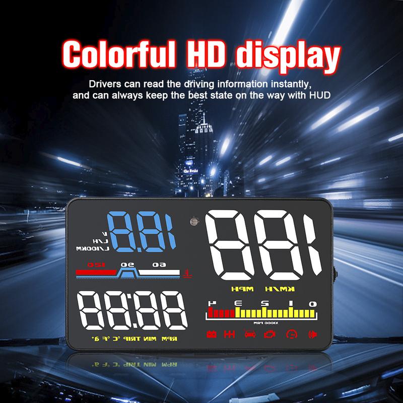 Car Head Up Display D5000 OBD2 Diagnostic Tool HUD Digital Security Alarm Speedometer Windshield Screen Projector Tachometer