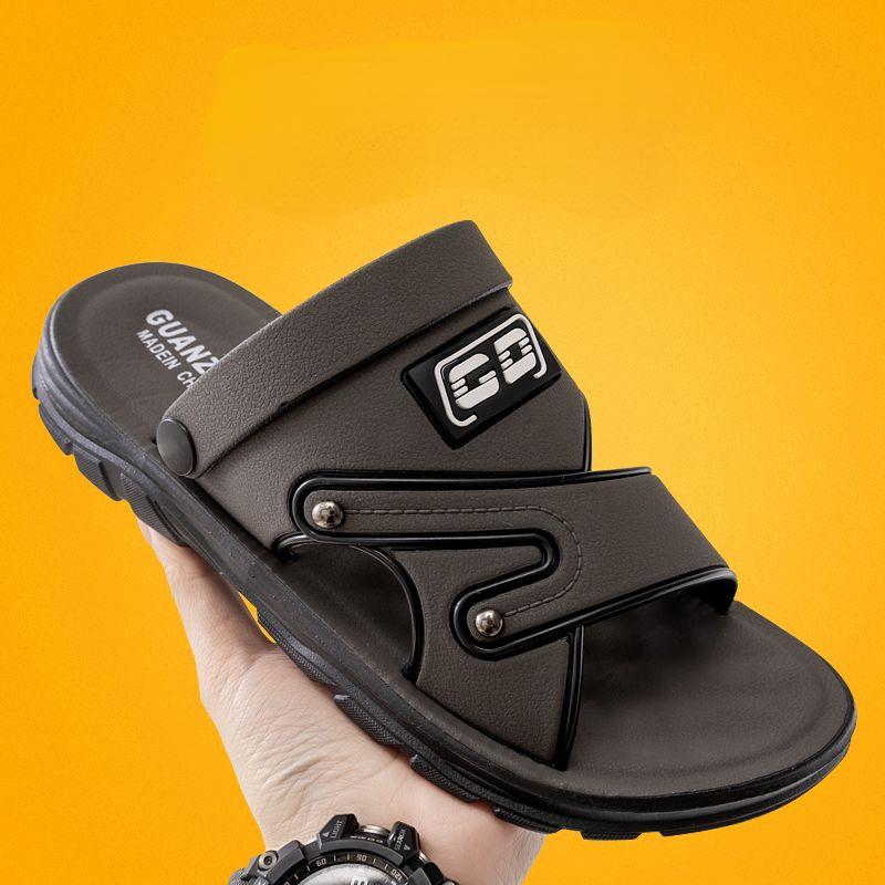 Men's Sandals  New Leather Thick Sole Beach Summer Outdoor Wear  Waterproof No-Slip Slippers