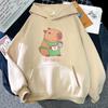 Cute Capybara Barista Making Coffee Hoodie With Hooded Harajuku Kawaii Sweatshirt Anime Print Cartoon Clothes Sudaderas Hoody