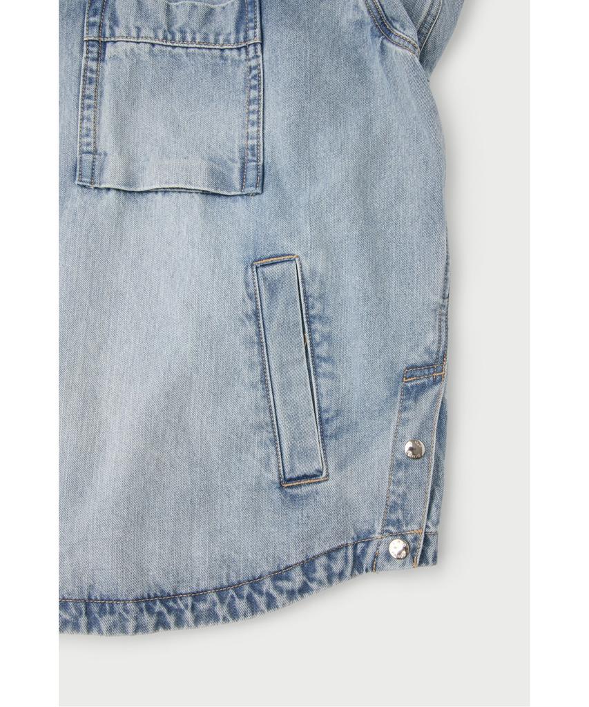 Iro Azuree Denim Long Sleeve Shacket Iqjcs26701Bul