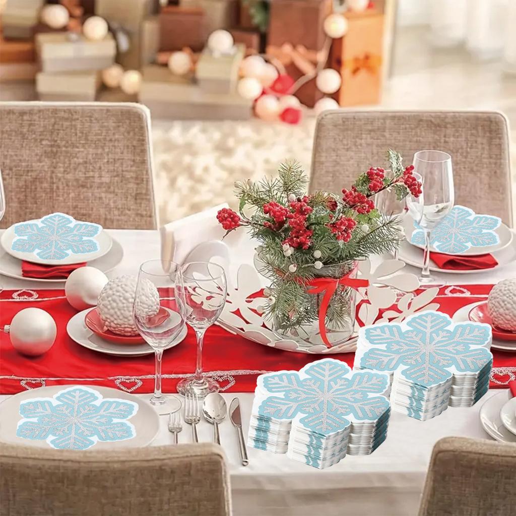 Christmas Gingerbread Man Napkins Merry Christmas Decorations for Home 2025 Navidad Natal Xmas Snowflake Snowman Paper New Year